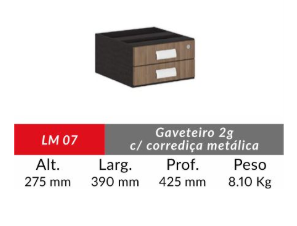 Gaveteiro fixo 02 gavetas para mesa 120/150 cm ameixa /preto