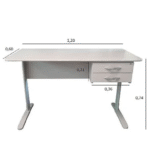 Mesa 120 x 60 cm  com  02 gavetas  cinza  cristal